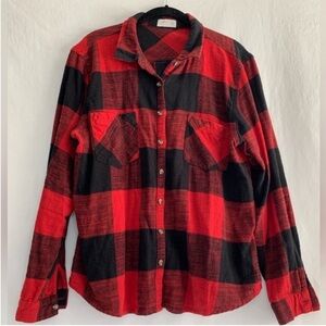 Maurice’s Womens Plaid Flannel Relaxed Fit Long Sleeve Button Down Shirt Size XL